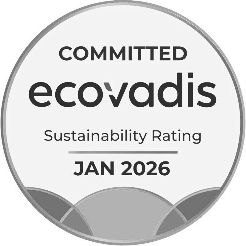 Ecovadis sustainability rating badge indicating commitment, valid until January 2026.