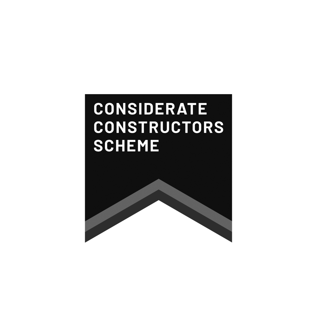 Considerate Constructors Scheme logo featuring bold white text on a black background with a chevron design.